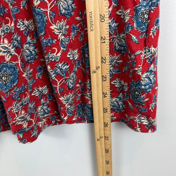 Ralph Lauren Floral Top Womens Large Red Blue Linen Blend Tie-Neck Blouse Bloom - Picture 8 of 8